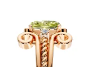Solitaire Engagement Ring Setting for Fancy Yellow Radiant Cut Center with Twisted Band and Scroll Prong Head in Rose Gold