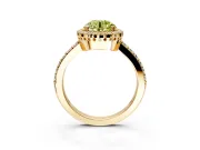 Halo Engagement Ring Setting for Fancy Yellow Round Cut Center with Inner Milgrain Border and Prong Head in Yellow Gold