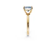 Minimalist Solitaire Engagement Ring Setting for Fancy Blue Radiant Cut Center with Thin Band and Prong Head in Yellow Gold