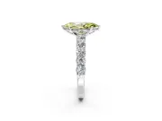 Shared-Prong Engagement Ring Setting for Fancy Yellow Marquise Center with Graduated Accents and Prong Head in Platinum