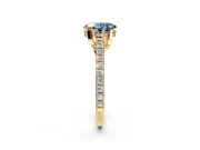 Solitaire Engagement Ring Setting for Fancy Blue Oval Center with Widening Pave Band and Claw Prong Head in Yellow Gold