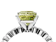 Solitaire Engagement Ring Setting for Fancy Yellow Princess Cut Center with Bezel-Dot Beaded Band and Prong Head in Sterling Silver