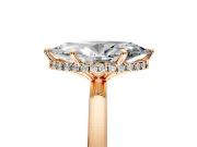 Hidden Halo Engagement Ring Setting for Marquise Center with Plain Band and Tall Prong Head in Rose Gold