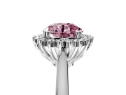 Starburst Halo Engagement Ring Setting for Fancy Pink Round Cut Center with Thin Round-Wire Band and Prong Head in Sterling Silver