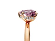 Hidden Halo Engagement Ring Setting for Fancy Pink Heart-Shaped Center with Thin Rounded Band and Prong Head in Rose Gold