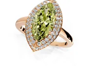 Halo Engagement Ring Setting for Fancy Yellow Marquise Center with Plain Tapered Band and Prong Head in Rose Gold