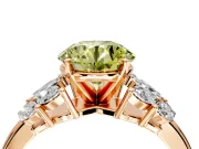 Leaf Cluster Engagement Ring Setting for Fancy Yellow Round Cut Center with Marquise Accents and Prong Head in Rose Gold