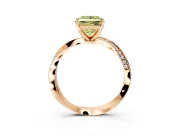 Side Accent Engagement Ring Setting for Fancy Yellow Princess Cut Center with Accent Shoulders and Prong Head in Rose Gold