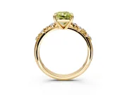 Solitaire Engagement Ring Setting for Fancy Yellow Radiant Cut Center with Trailing Leaf Accent Band and Prong Head in Yellow Gold