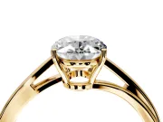 Solitaire Engagement Ring Setting for Oval Center with Plain Bypass Twist Band and Prong Head in Yellow Gold