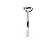 Solitaire Engagement Ring Setting for Fancy Green Pear-Shaped Center with Channel Accents and Prong Head in Platinum