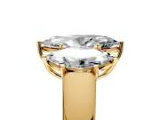 3 Stone Engagement Ring Setting for Marquise Center with Raised Basket Heads and Prong Head in Yellow Gold