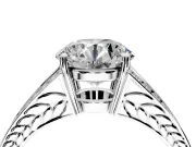 Split Shank Engagement Ring Setting for Round Cut Center with Pave Split Shank and Prong Head in Platinum