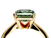 Solitaire Engagement Ring Setting for Fancy Green Asscher Cut Center with Knife Ridge Band and Claw Prong Head in Yellow Gold