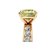Solitaire Engagement Ring Setting for Fancy Yellow Princess Cut Center with Channel-Set Accents and Prong Head in Yellow Gold