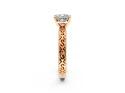 Solitaire Engagement Ring Setting for Cushion Cut Center with Scrollwork Band and Prong Head in Rose Gold