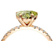 Solitaire Engagement Ring Setting for Fancy Yellow Heart-Shaped Center with Fine Pave Narrow Band and Prong Head in Rose Gold