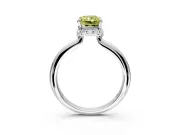 Hidden Halo Engagement Ring Setting for Fancy Yellow Radiant Cut Center with Plain Rounded Band and Prong Head in Platinum
