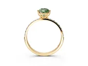 Solitaire Engagement Ring Setting for Fancy Green Pear-Shaped Center with Fine Pave Accents and Prong Head in Yellow Gold
