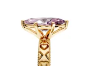 Solitaire Engagement Ring Setting for Fancy Pink Marquise Center with XO Engraved Band and Prong Head in Yellow Gold