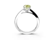 Solitaire Engagement Ring Setting for Fancy Yellow Oval Center with Princess Cut Channel Band and Prong Head in White Gold