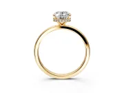Hidden Halo Engagement Ring Setting for Oval Center with Plain Band and Tall Prong Head in Yellow Gold