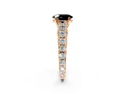 Solitaire Engagement Ring Setting for Fancy Black Oval Center with Pave Cathedral Shoulders and Prong Head in Rose Gold