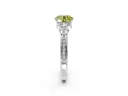 Cluster Engagement Ring Setting for Fancy Yellow Round Cut Center with Bezel Accent Clusters and Prong Head in Platinum