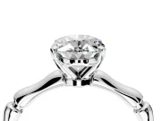 Solitaire Engagement Ring Setting for Oval Center with Bamboo Band and Prong Head in White Gold