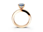 Solitaire Engagement Ring Setting for Fancy Blue Princess Cut Center with Channel-Set Accents and Prong Head in Rose Gold