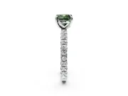 Solitaire Engagement Ring Setting for Fancy Green Cushion Cut Center with Shared-Prong Accents and Prong Head in Sterling Silver