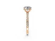 Solitaire Engagement Ring Setting for Round Cut Center with Fine Pave Band and Prong Head in Rose Gold
