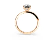Solitaire Engagement Ring Setting for Radiant Cut Center with Thin Rounded Plain Band and Prong Head in Rose Gold