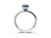 Solitaire Engagement Ring Setting for Fancy Blue Radiant Cut Center with XO Engraved Band and Prong Head in Platinum