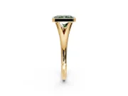 Solitaire Engagement Ring Setting for Fancy Green Radiant Cut Center with V Split Shank and Bezel Head in Yellow Gold