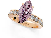 Solitaire Engagement Ring Setting for Fancy Pink Marquise Center with Channel-Set Accents and Prong Head in Rose Gold