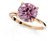 Minimalist Solitaire Engagement Ring Setting for Fancy Pink Round Cut Center with Thin Band and Prong Head in Rose Gold