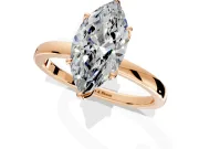 Solitaire Engagement Ring Setting for Marquise Center with Thin Rounded Plain Band and Prong Head in Rose Gold