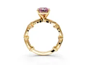 Solitaire Engagement Ring Setting for Fancy Pink Radiant Cut Center with Marquise Panel Band and Prong Head in Yellow Gold