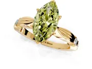 Solitaire Engagement Ring Setting for Fancy Yellow Marquise Center with Carved Leaf Shoulders and Prong Head in Yellow Gold