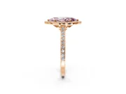 Halo Engagement Ring Setting for Fancy Pink Marquise Center with Pave Accents, Heart Basket and Prong Head in Rose Gold