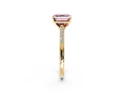 Solitaire Engagement Ring Setting for Fancy Pink Asscher Cut Center with Channel Accents and Prong Head in Yellow Gold
