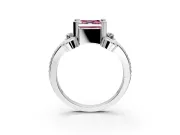 Solitaire Engagement Ring Setting for Fancy Pink Asscher Cut Center with Twisted Band and Scroll Prong Head in Sterling Silver