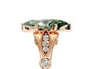 Solitaire Engagement Ring Setting for Fancy Green Marquise Center with Marquise and Bezel Accents and Prong Head in Rose Gold