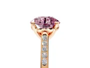 Solitaire Engagement Ring Setting for Fancy Pink Round Cut Center with Channel Accents and Prong Head in Rose Gold
