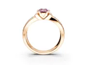 Bezel Engagement Ring Setting for Fancy Pink Emerald Cut Center with Wide Channel-Set Band and Bezel Head in Rose Gold