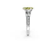 Channel-Set Engagement Ring Setting for Fancy Yellow Pear-Shaped Center with Baguette Band and Prong Head in Sterling Silver