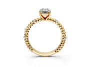 Rope Engagement Ring Setting for Emerald Cut Center with Accent Shoulders and Prong Head in Yellow Gold