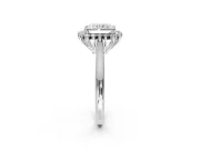Starburst Halo Engagement Ring Setting for Radiant Cut Center with Thin Round-Wire Band and Prong Head in Sterling Silver
