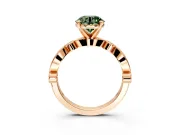 Solitaire Engagement Ring Setting for Fancy Green Round Cut Center with Milgrain Bezel Accents and Prong Head in Rose Gold
